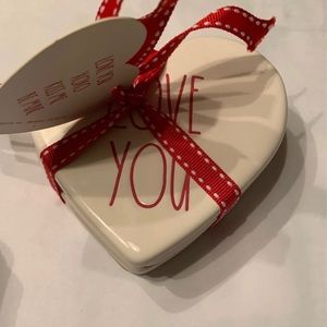 Rae Dunn Set of 4 "LOVE YOU" ceramic‎ coasters ~ White